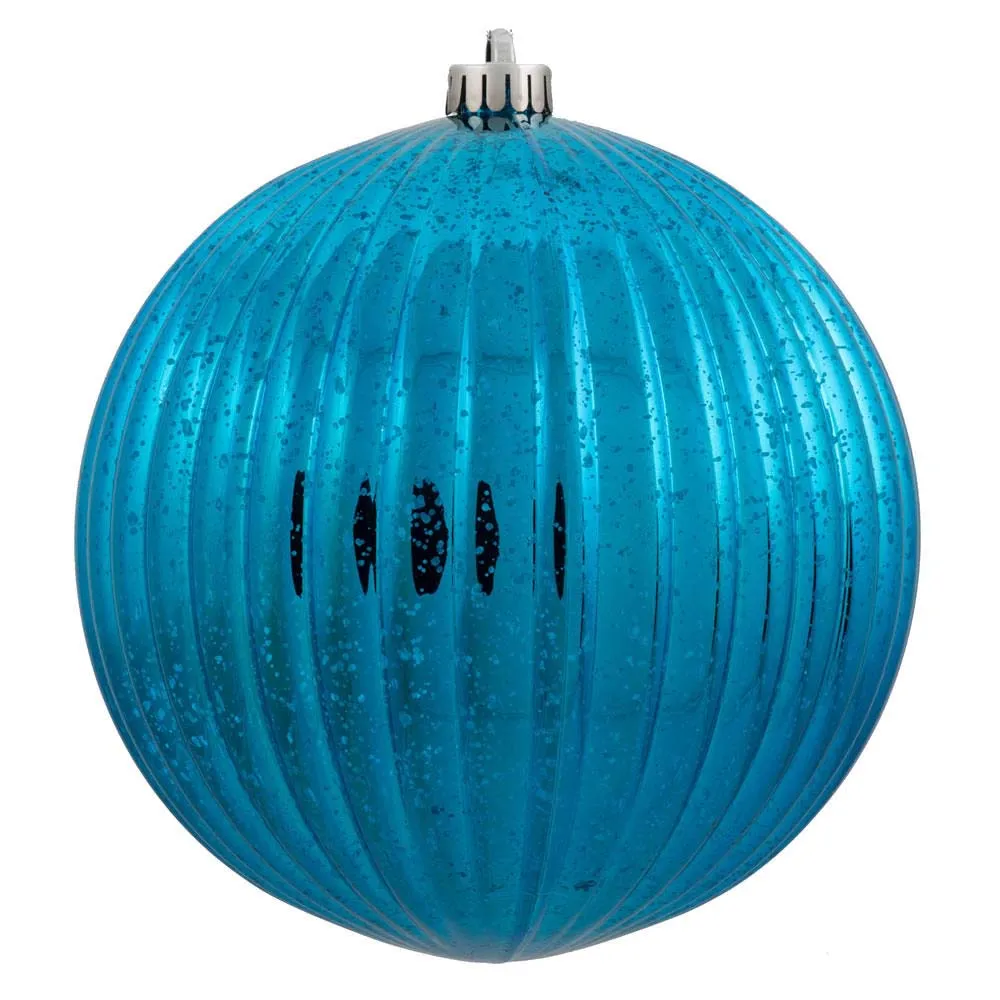 10" Turquoise Mercury Pumpkin Ball Shatterproof Christmas Ornament