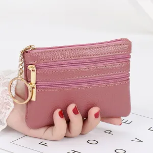 2021 Fashion Women Wallet Clutch Three Zip Female Short Small Coin Purse New Brand Design Soft Mini Card Holder Wallet Money Bag