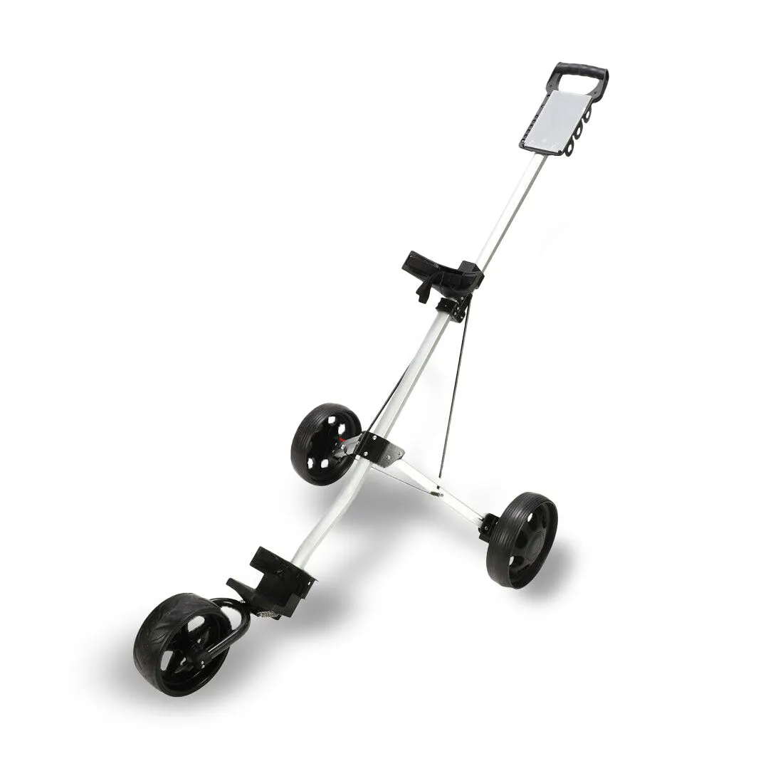 3 Wheels Foldable Aluminum Golf Club Buggy Trolley Cart Push Pull Footbrake Accessories