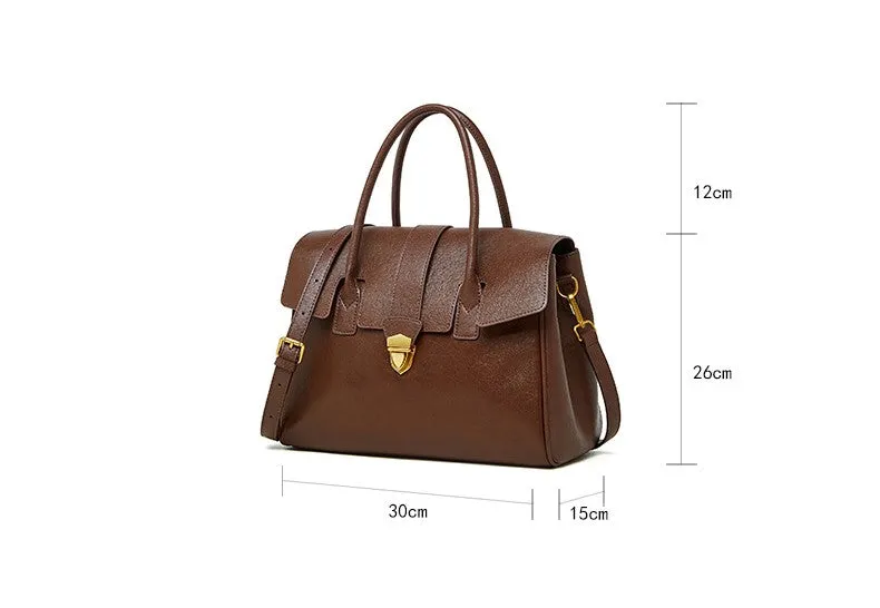 30CM leather hand-held vegetable tanned large capacity tote bag for women 2910 premium Grey