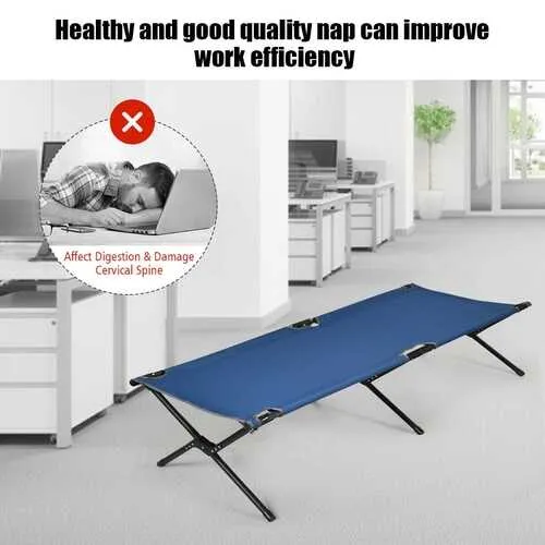 Adults Kids Folding Camping Cot-Blue