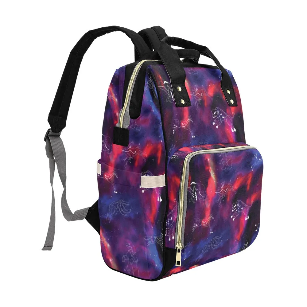 Animal Ancestors 3 Blue Pink Swirl Multi-Function Diaper Backpack/Diaper Bag