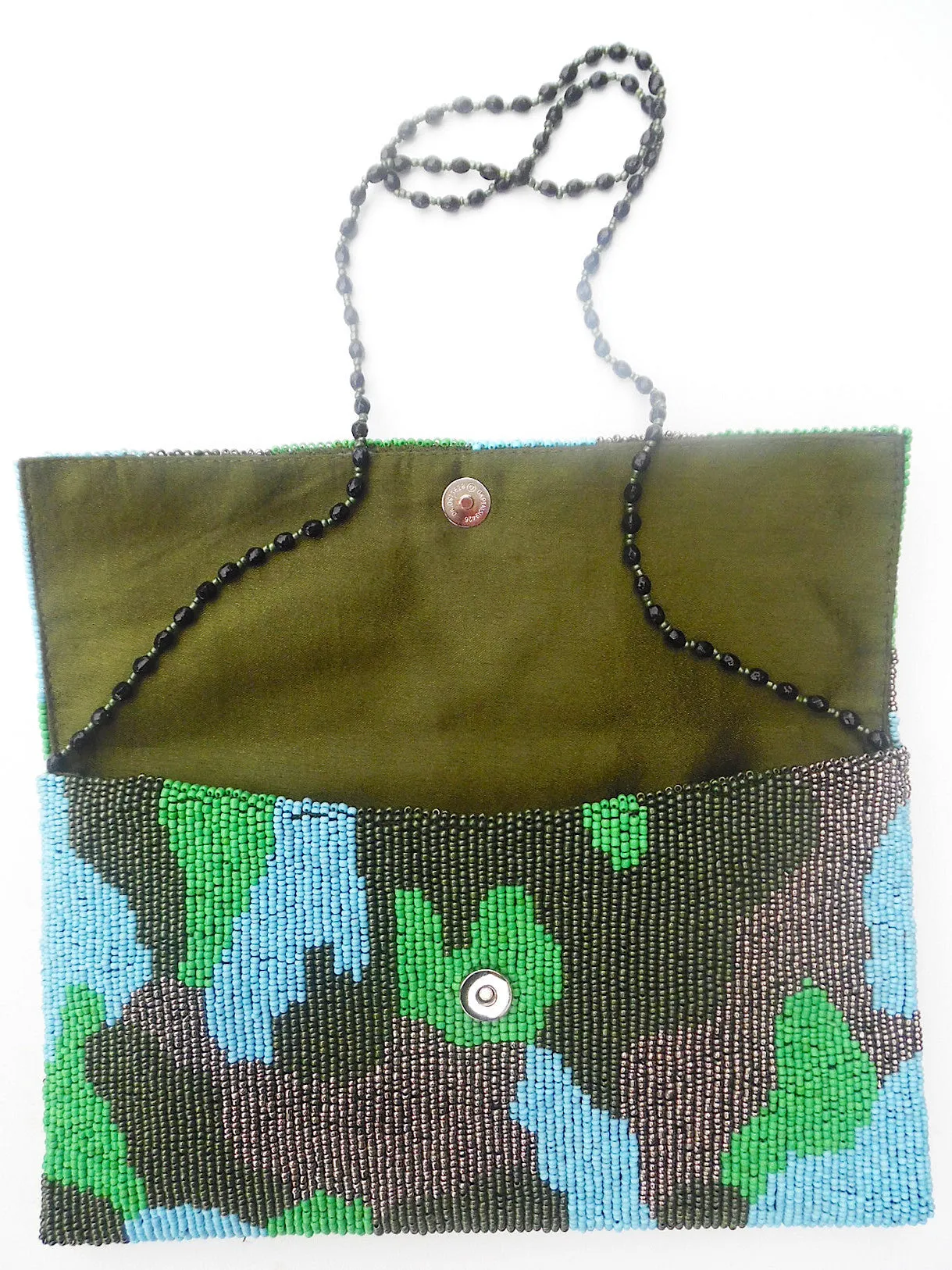 Beaded Envelope Clutch Bag Camo Turquoise