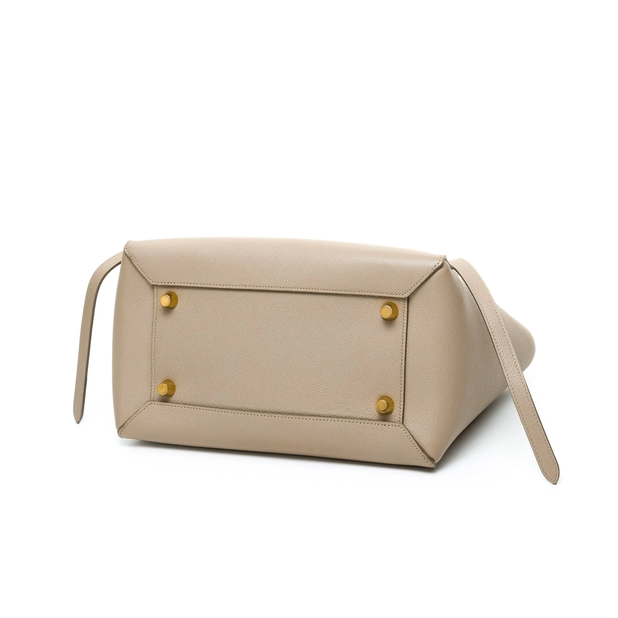 Belt Mini Cream Shoulder Bag in Calfskin, Gold hardware