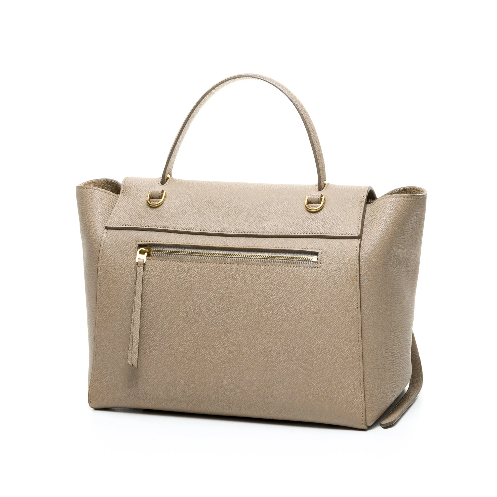 Belt Mini Cream Shoulder Bag in Calfskin, Gold hardware