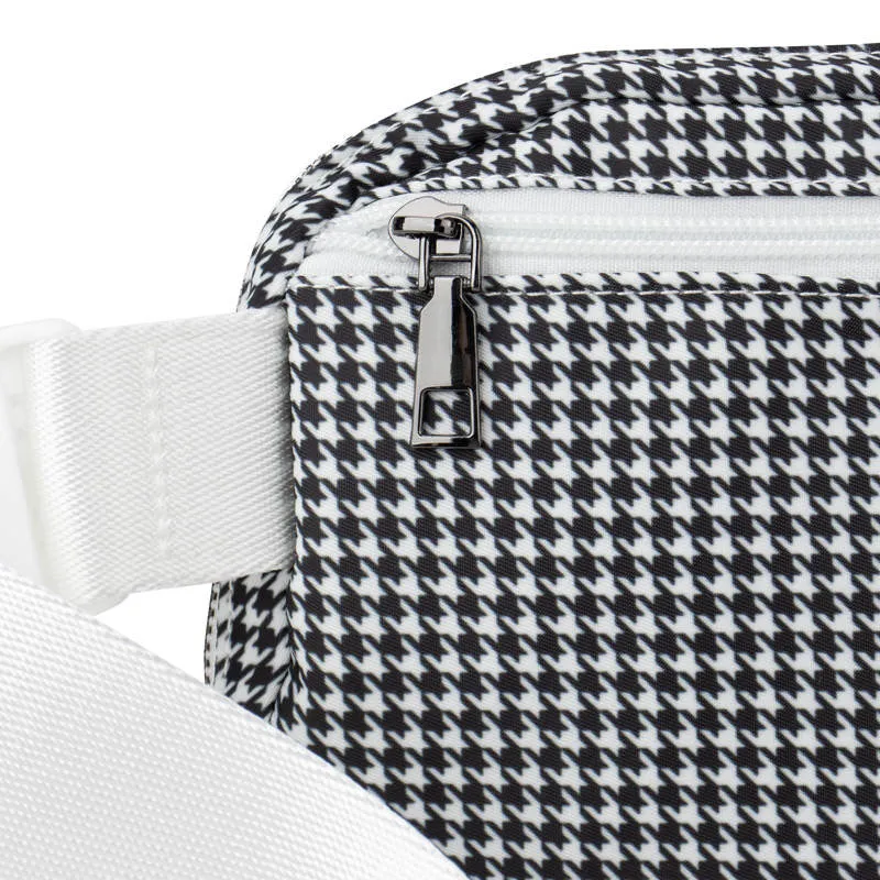 Black and White Houndstooth Easy Carry Belt Bag