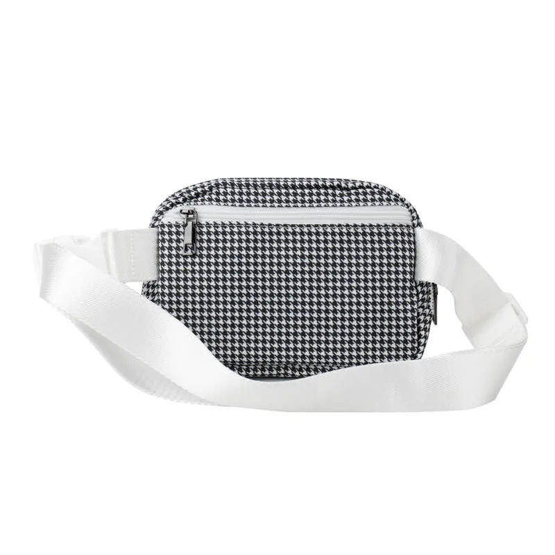 Black and White Houndstooth Easy Carry Belt Bag