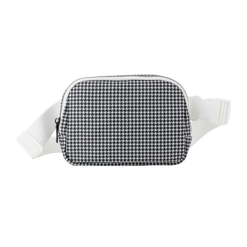 Black and White Houndstooth Easy Carry Belt Bag