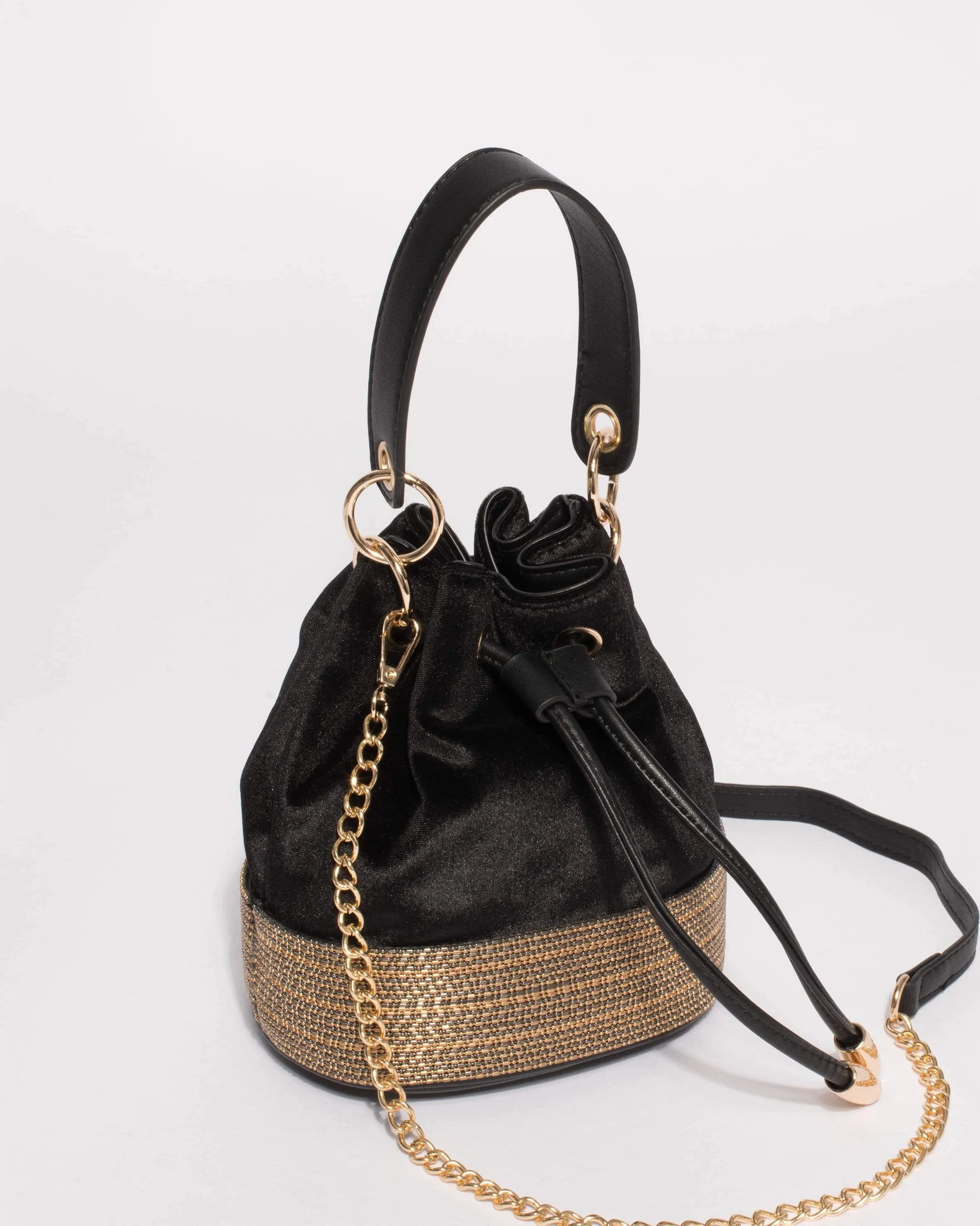 Black Anna Evening Bucket Bag