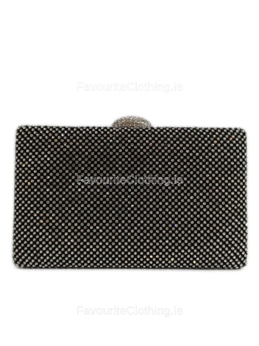 Black Diamante Embellished Clutch Bag