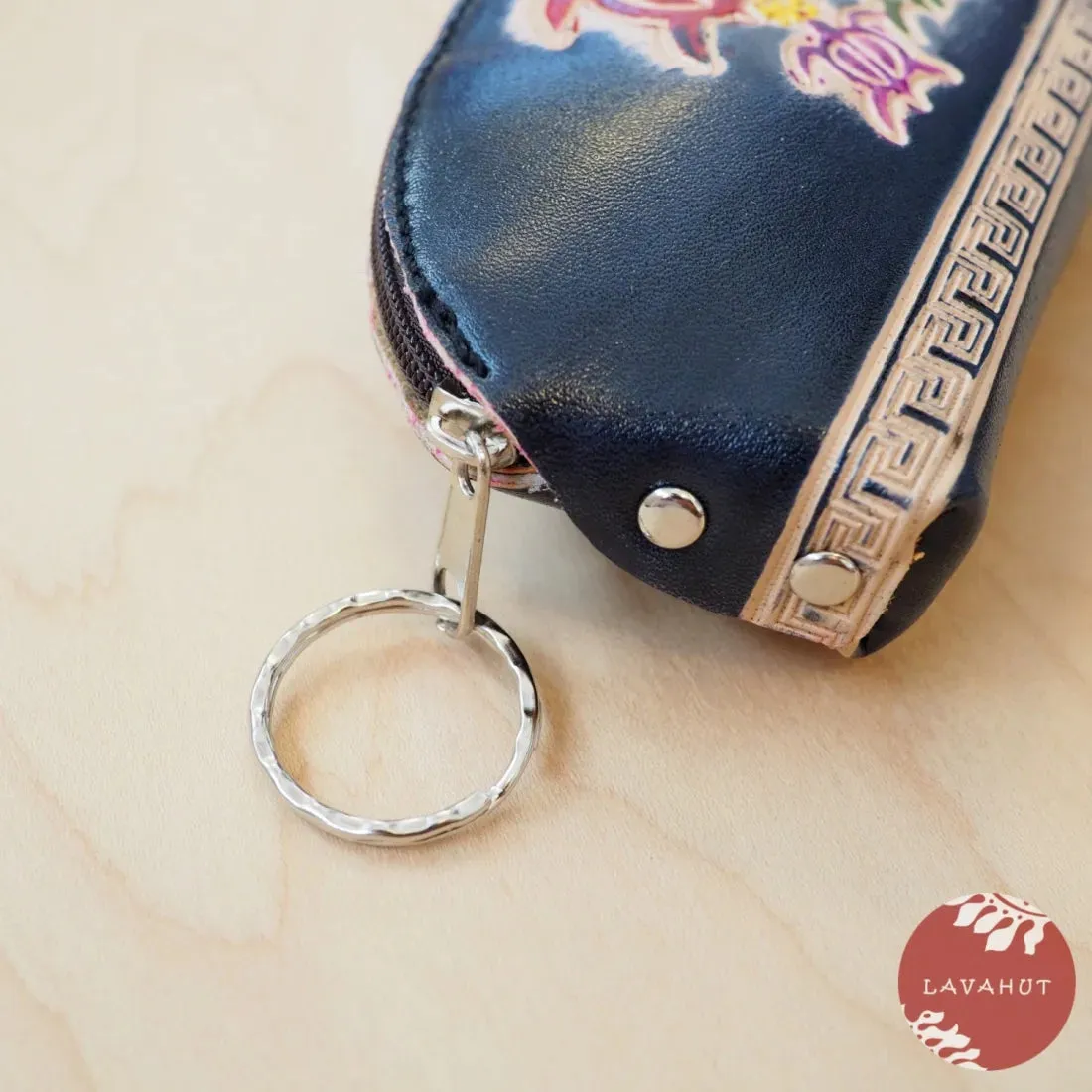 Black Half Moon Coin Purse   Keychain