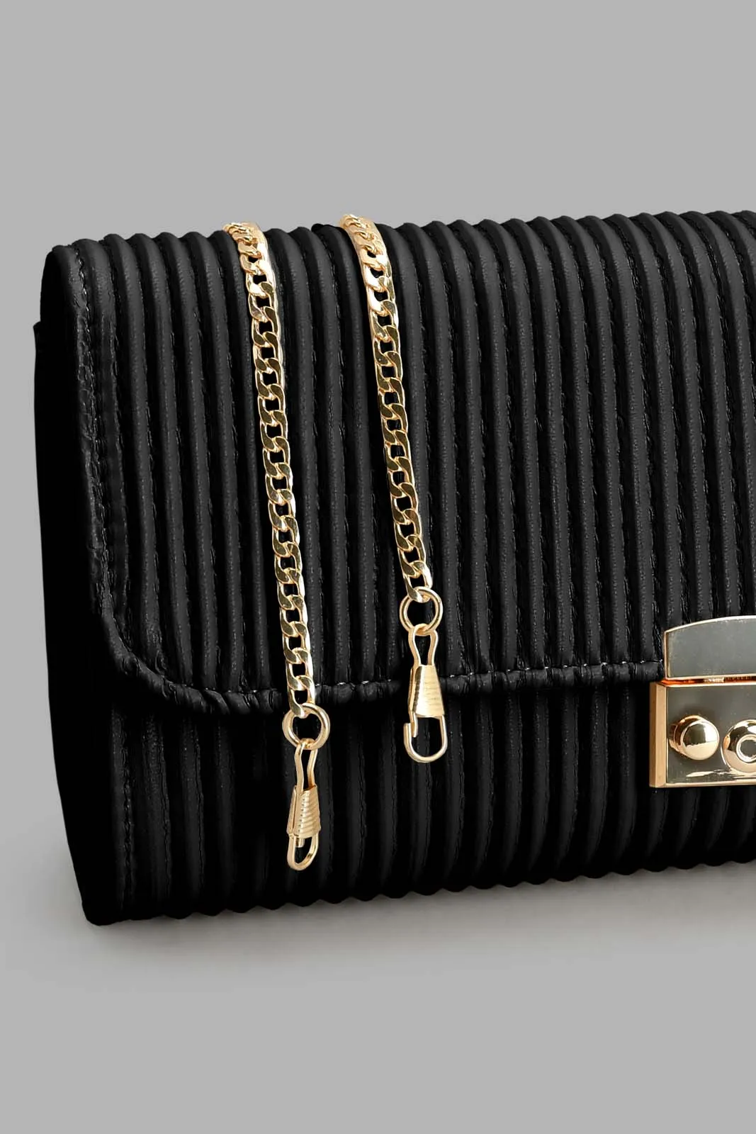 Black Textured Clutch Bag