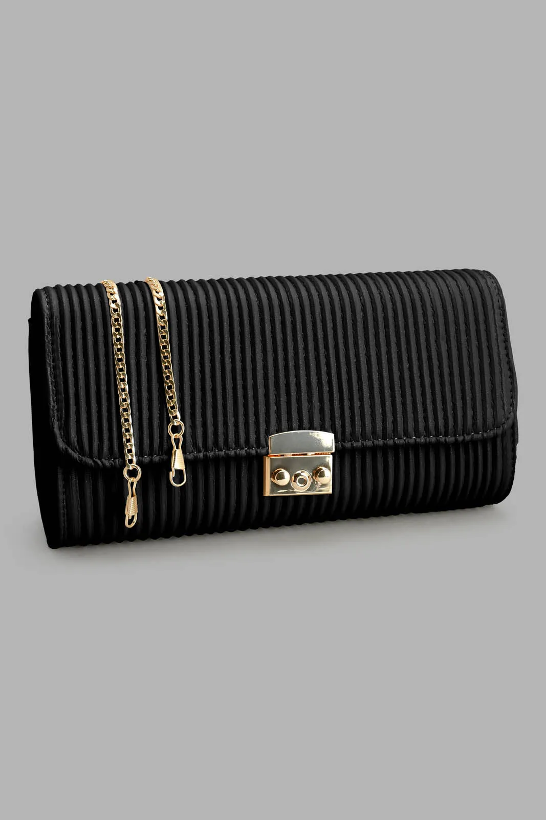 Black Textured Clutch Bag