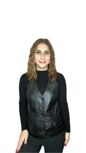 Black Vegan Leather Vest