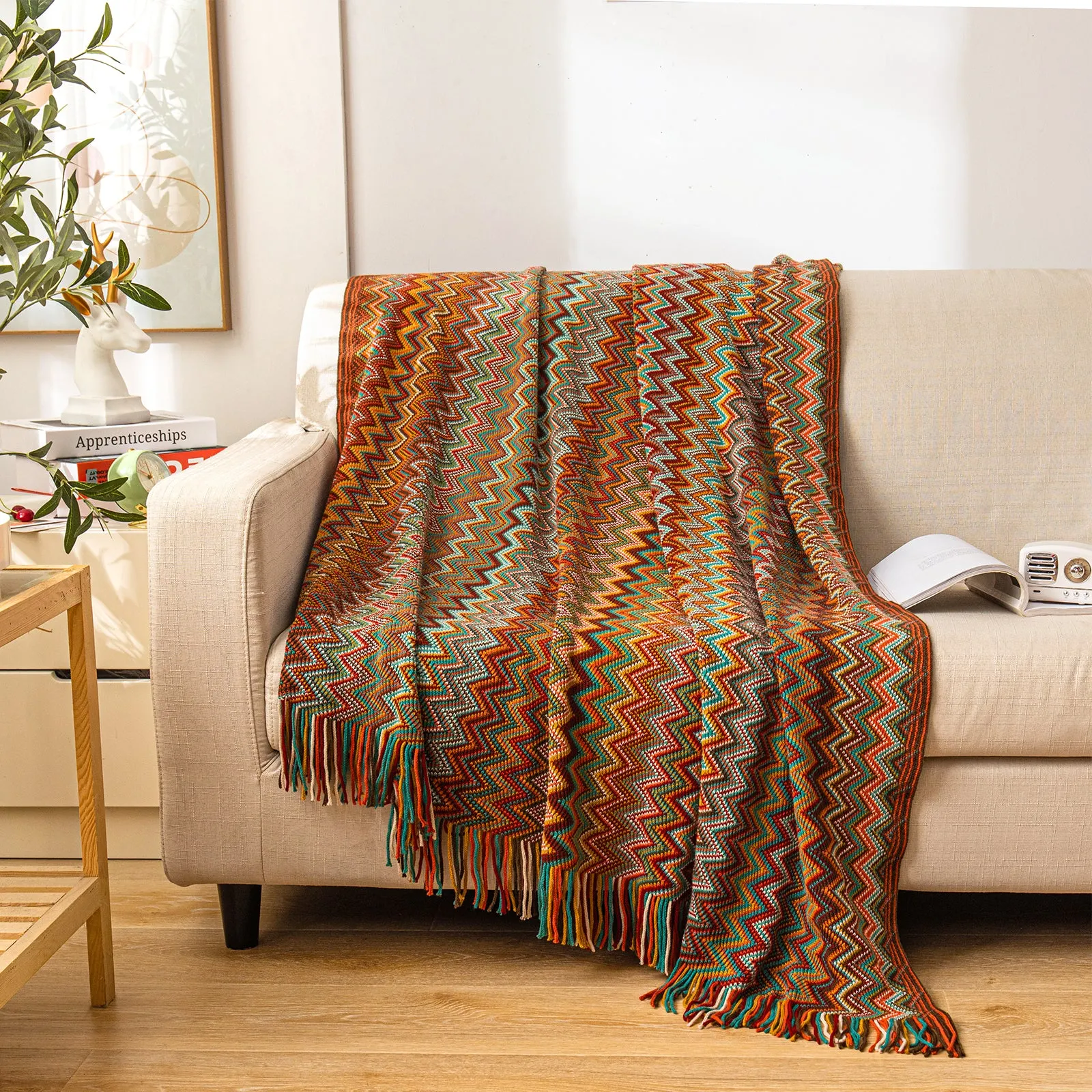 Bohemia Color Mixed Knitted Throw