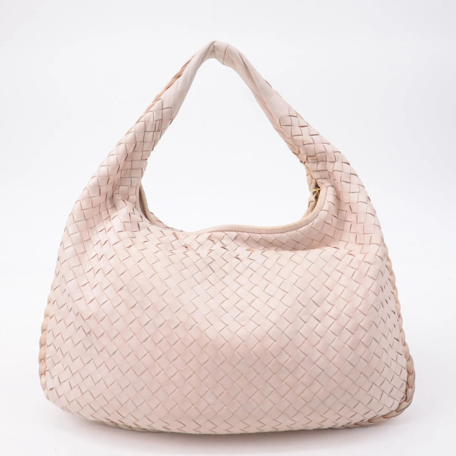 BOTTEGA VENETA Hobo Intrecciato Leather Shoulder Bag Beige 115653