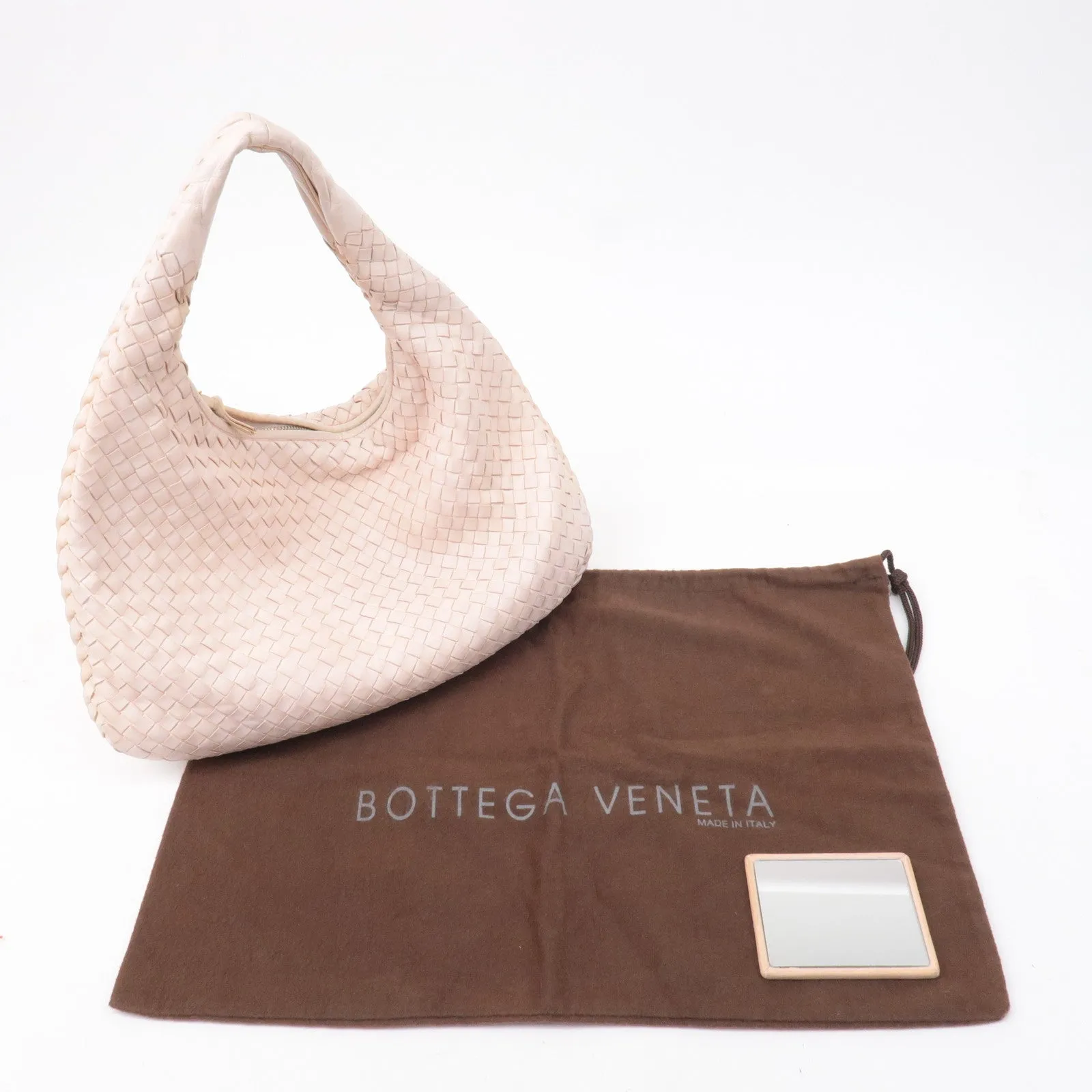 BOTTEGA VENETA Hobo Intrecciato Leather Shoulder Bag Beige 115653