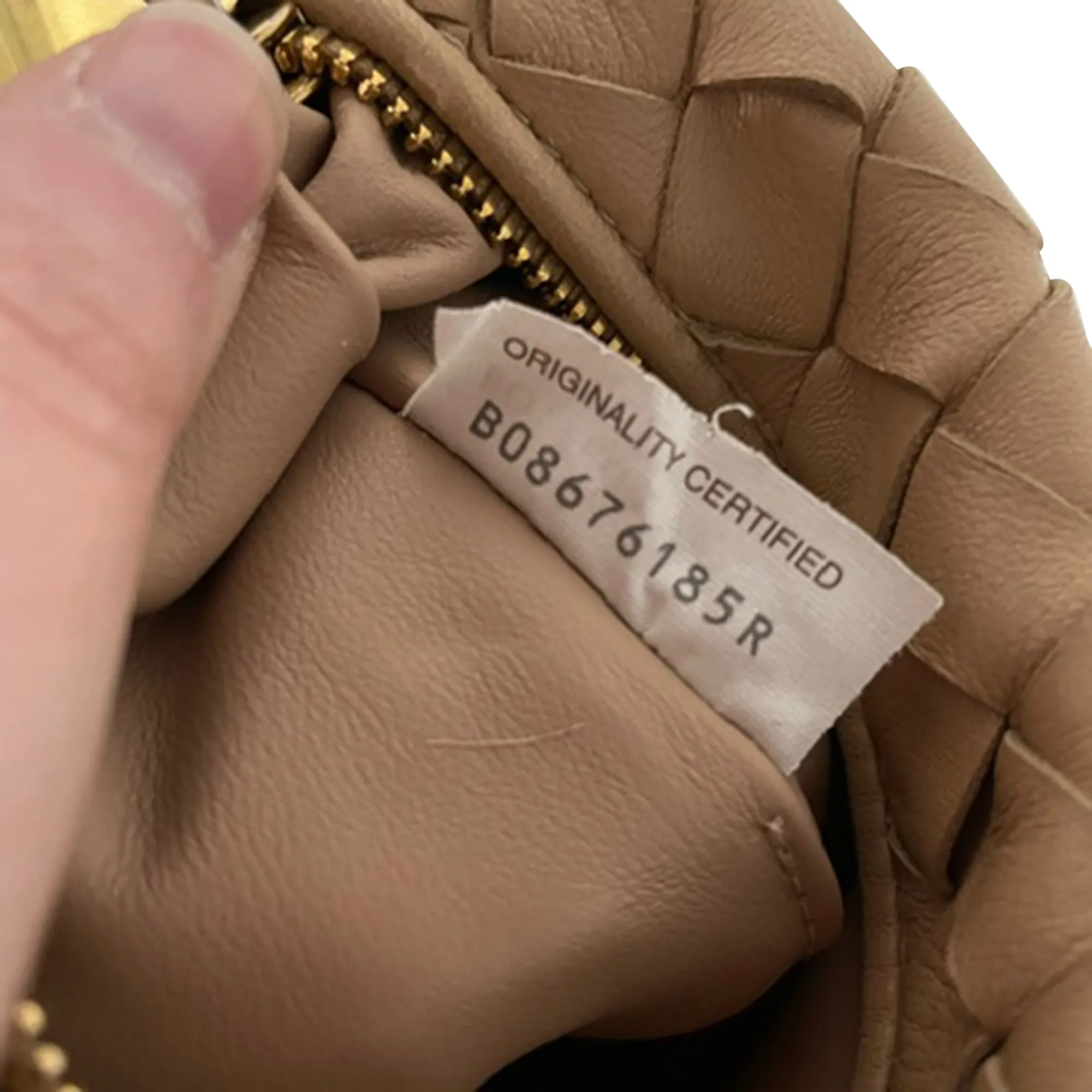 Bottega Veneta Mini Jodie Intrecciato Handbag in Nude Lambskin Leather