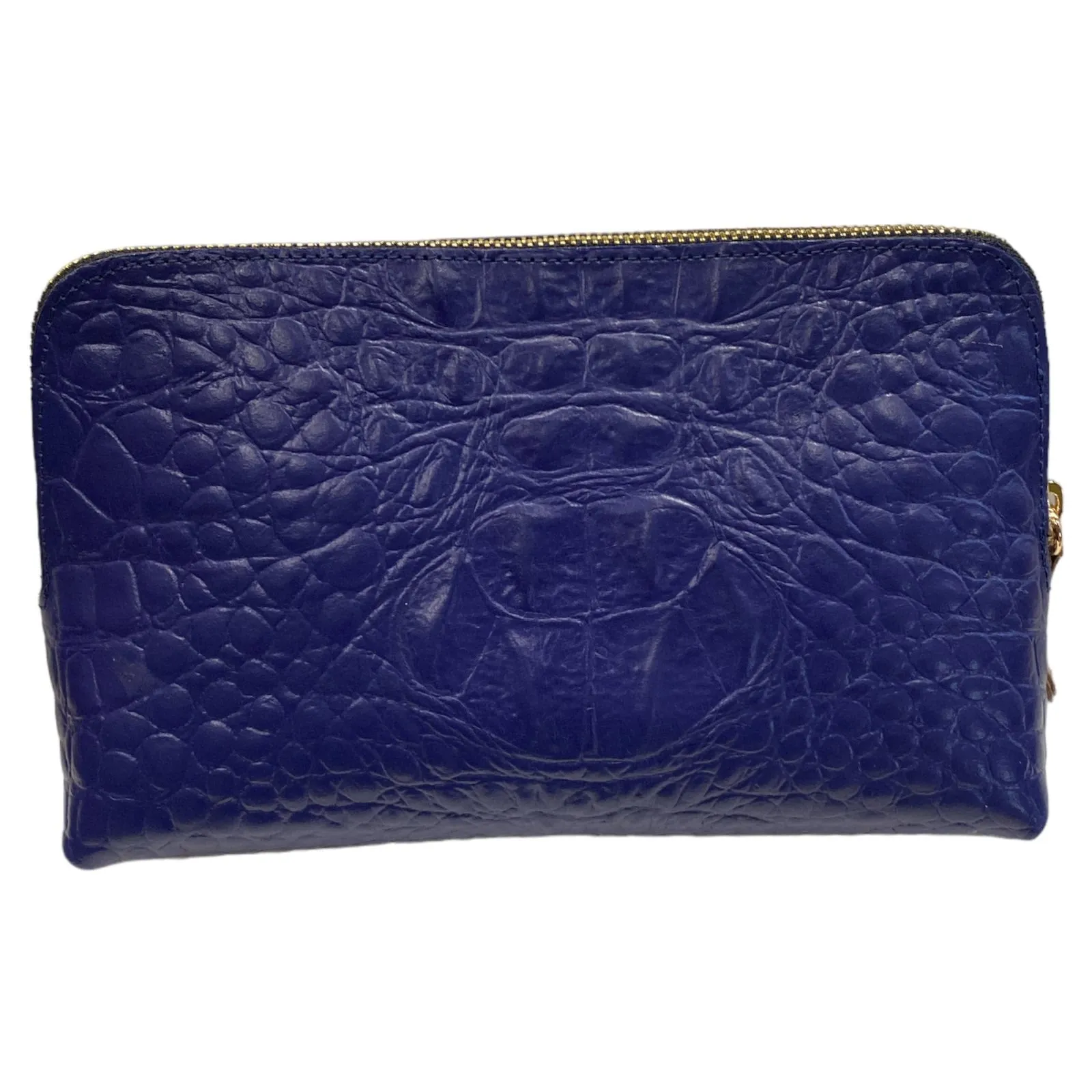 Box XL. Royal blue alligator-print leather messenger bag