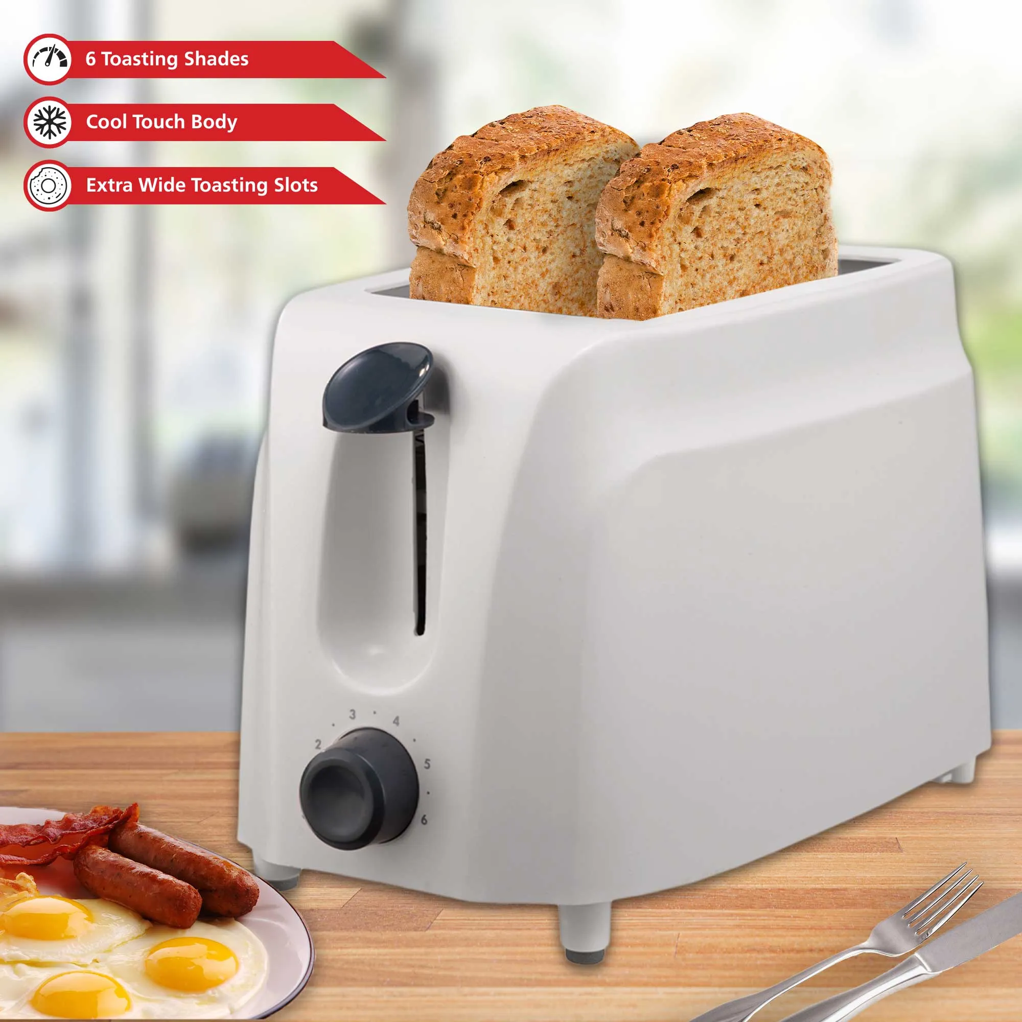 Brentwood TS-260W Cool Touch 2-Slice Toaster, White