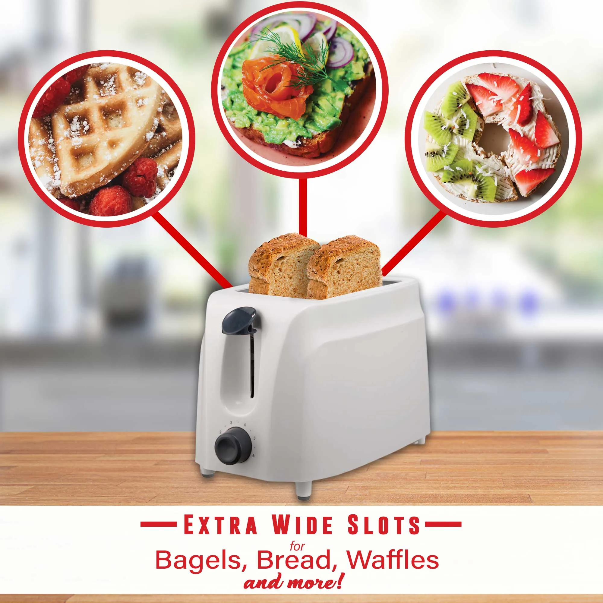 Brentwood TS-260W Cool Touch 2-Slice Toaster, White