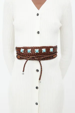 Brown Woven Crown Me Wrap Belt