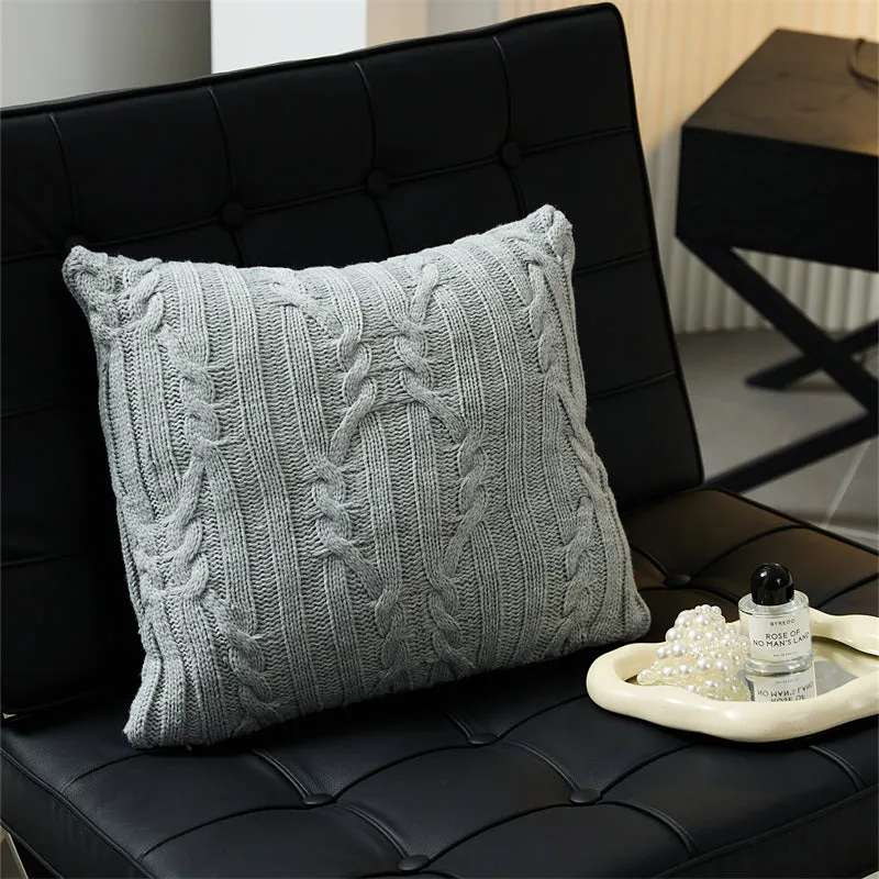 Cable Knitted Throw Pillow Cover Set