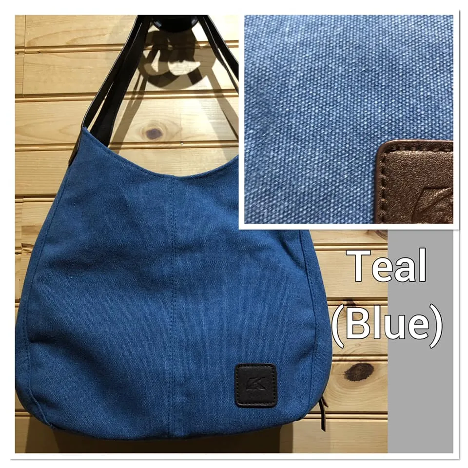 Canvas Hobo Purse - Teal (Blue)