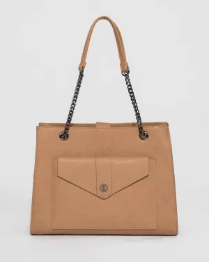 Caramel Megan Chain Tote Bag