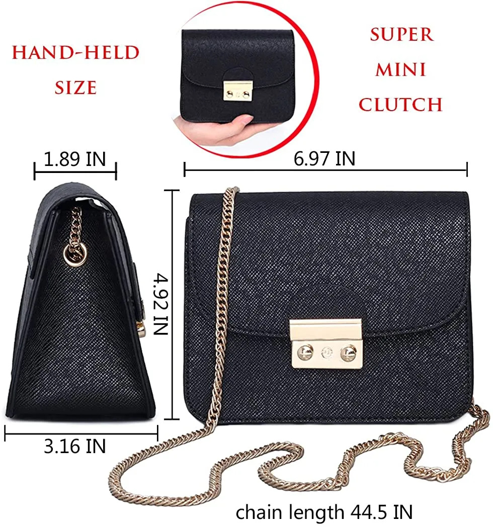 Chic Black Crossbody Evening Clutch Style Chain Mini Purse