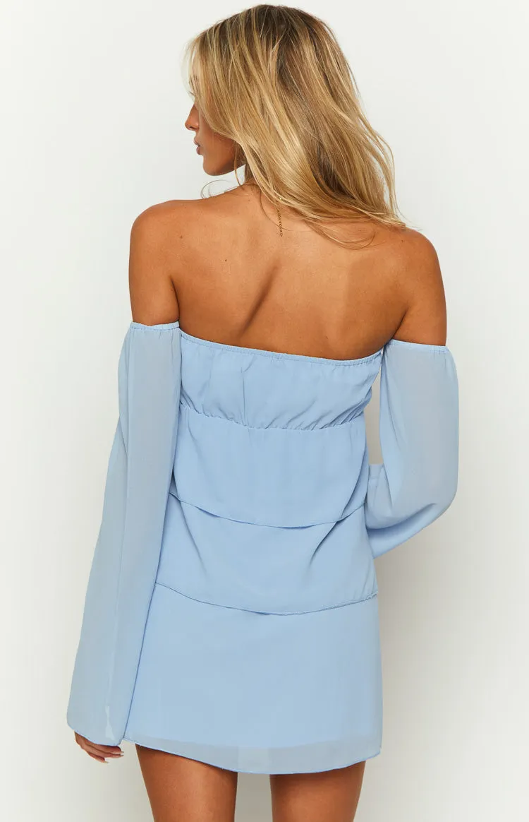 Cindee Blue Off Shoulder Mini Dress