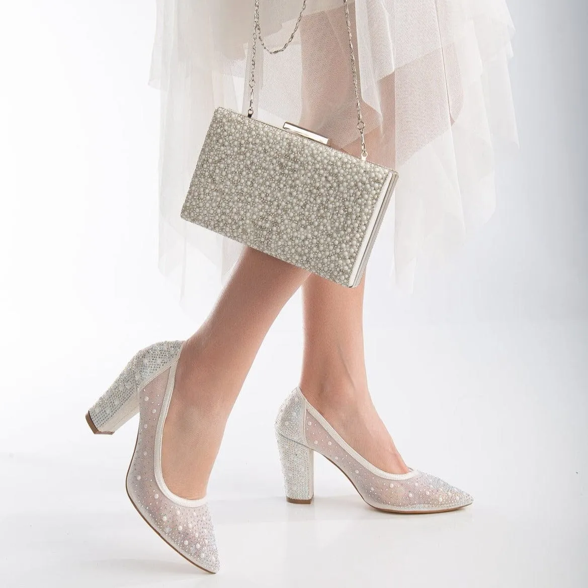 Clara Vegan Pearl Bridal Clutch | Ivory