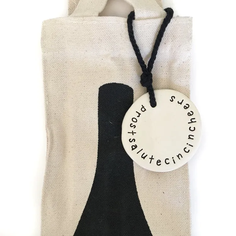 cotton bottle bag with tag