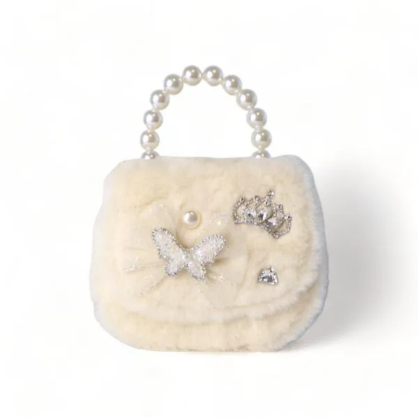 Cream Butterfly Furry Purse