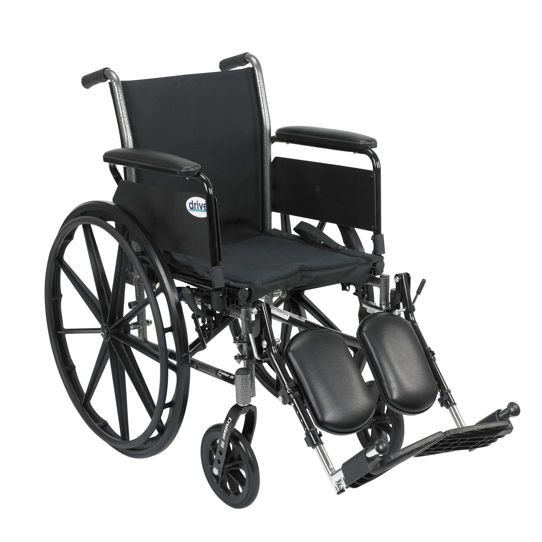 Cruiser III Light Weight Wheelchair with Flip Back Removable Arms, Full Arms, Elevating Leg Rests, 20" Seat