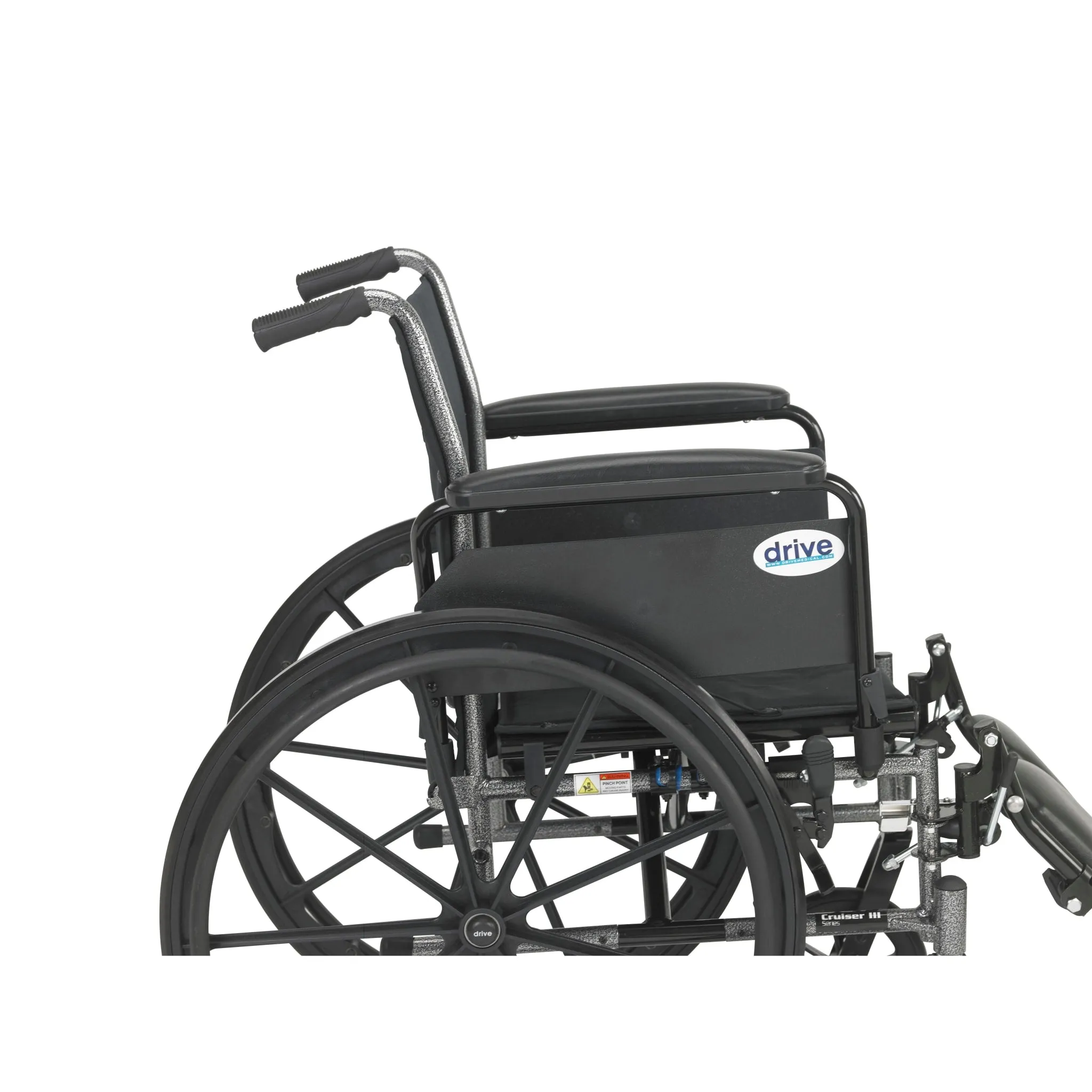 Cruiser III Light Weight Wheelchair with Flip Back Removable Arms, Full Arms, Elevating Leg Rests, 20" Seat