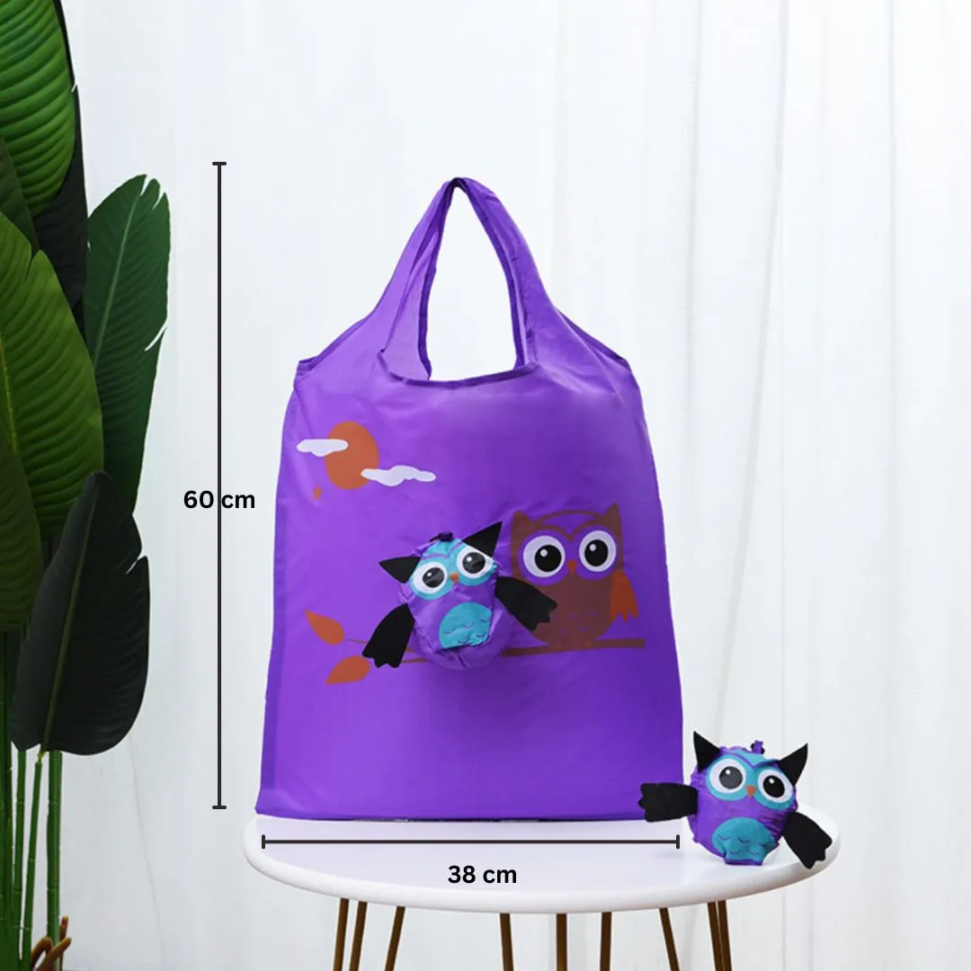 Cute Owl Grocery Bag - Nylon Grocery Tote (Random Color)