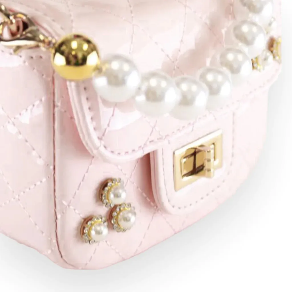 Embellished Patent Quilted Purse - B1252