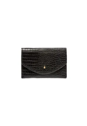 Envelope Card Purse - Rectangle - Black Croc Embossed - 10x6cms - Estella Bartlett