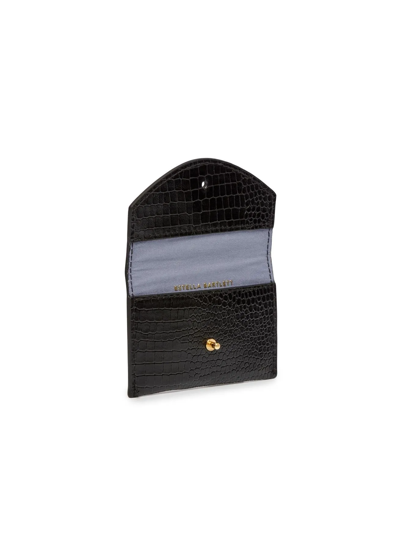 Envelope Card Purse - Rectangle - Black Croc Embossed - 10x6cms - Estella Bartlett