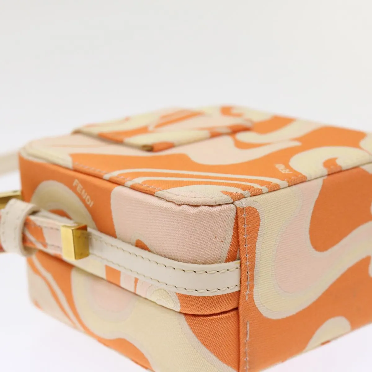 FENDI Mini Mamma Baguette Pouch Nylon Orange Auth 46674