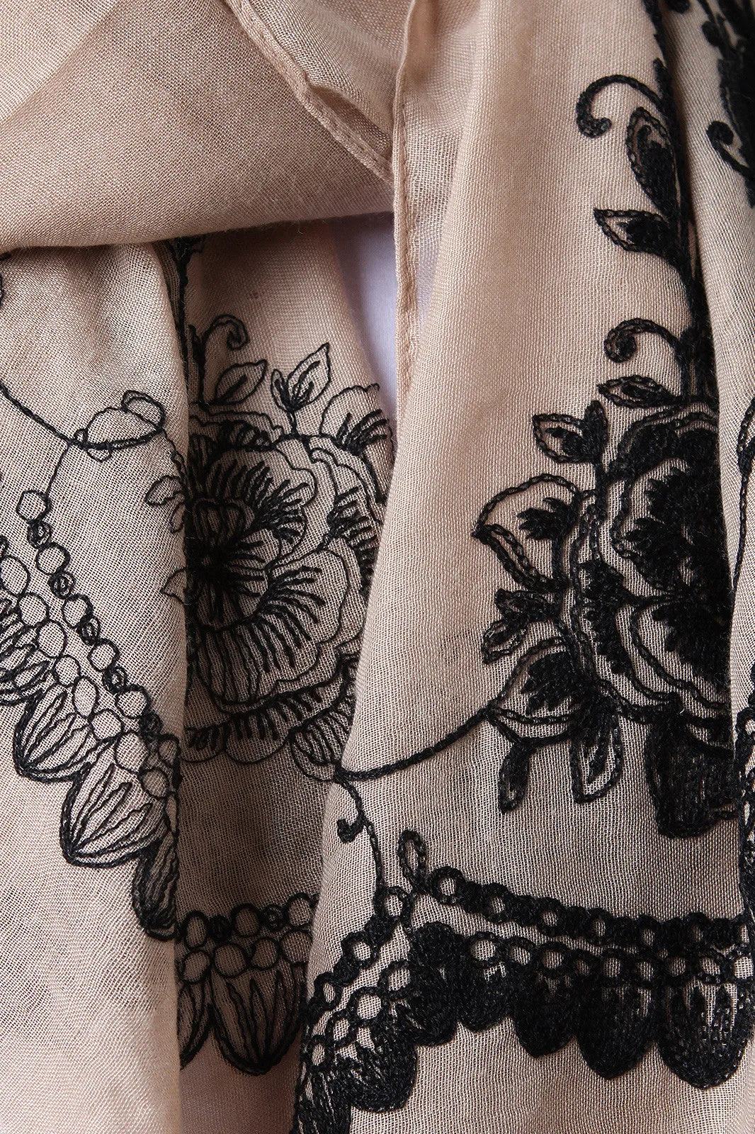 Floral Embroider Lightweight Scarf