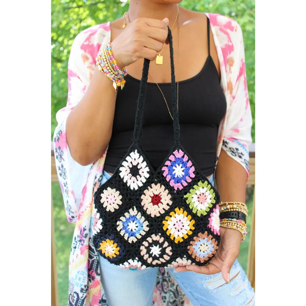 Flower Crochet Clutch Bag