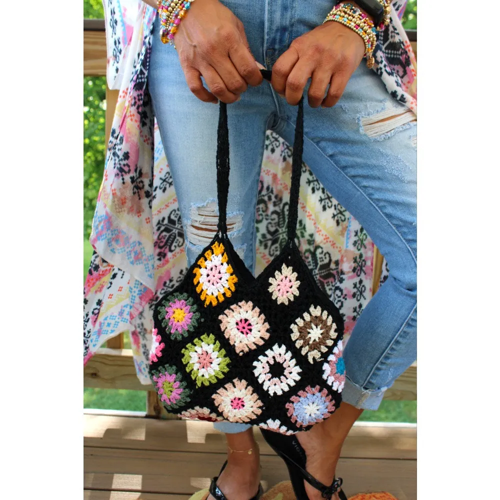 Flower Crochet Clutch Bag