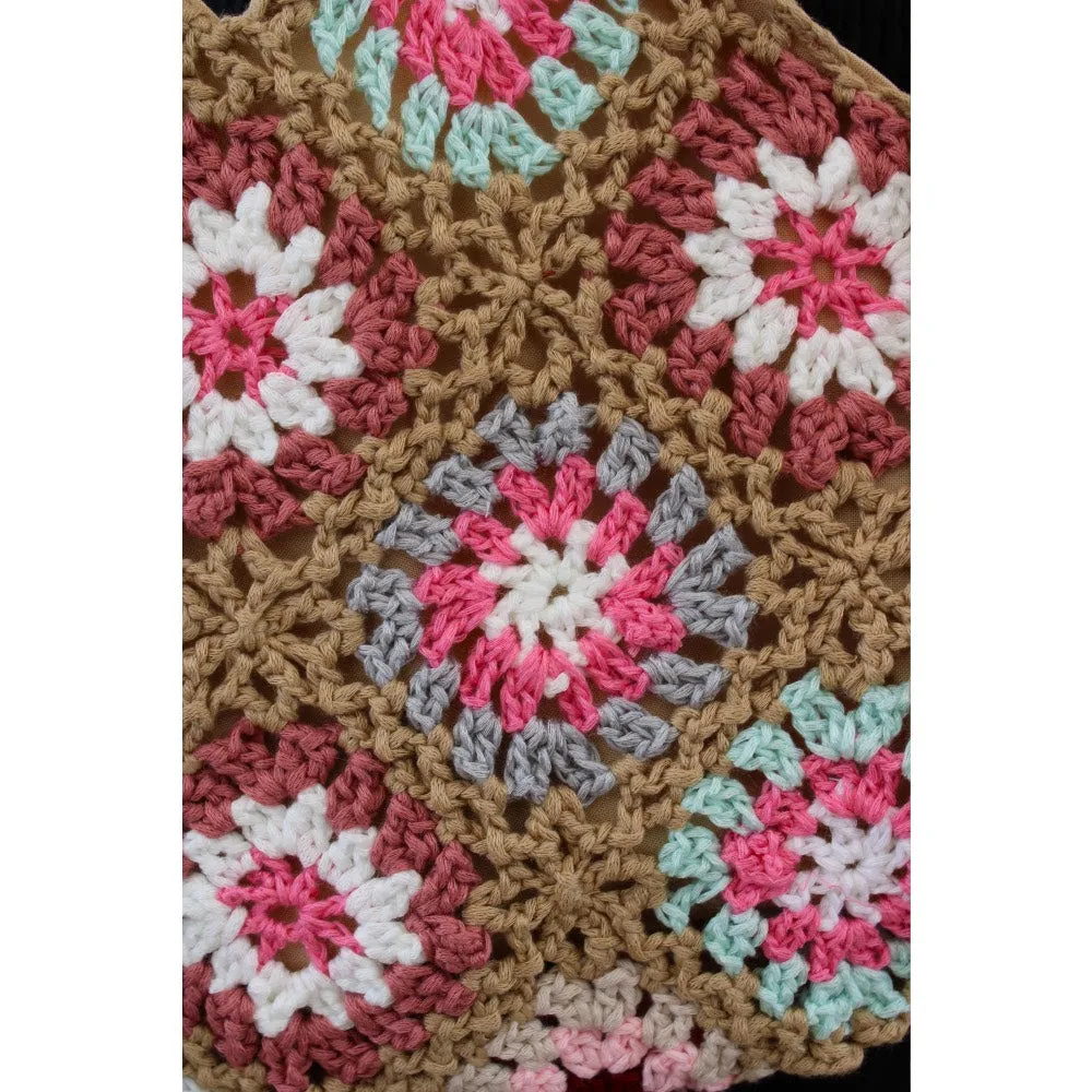 Flower Crochet Clutch Bag