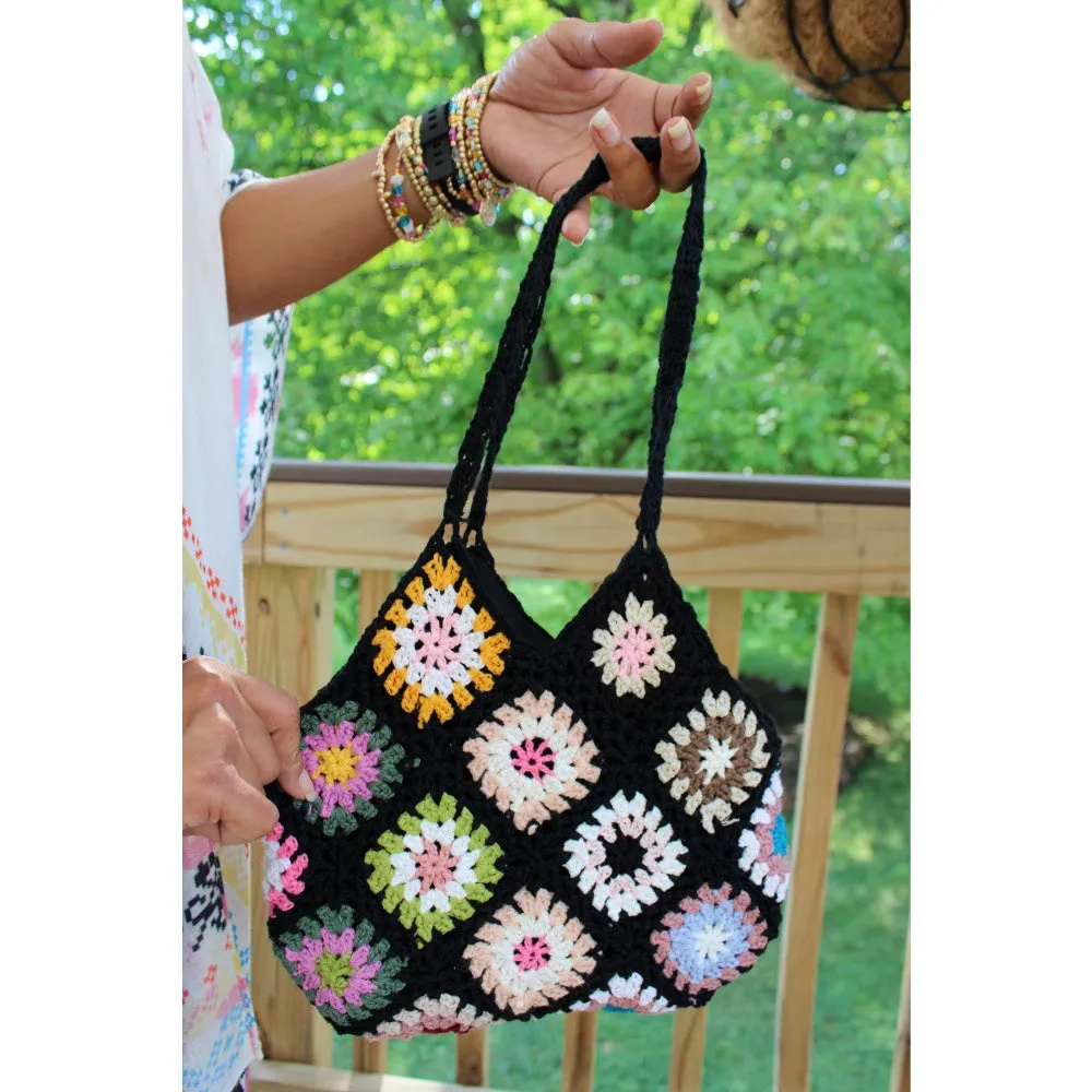 Flower Crochet Clutch Bag