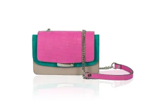 Fuchsia & Greige Mini Jackie O Shoulder Bag