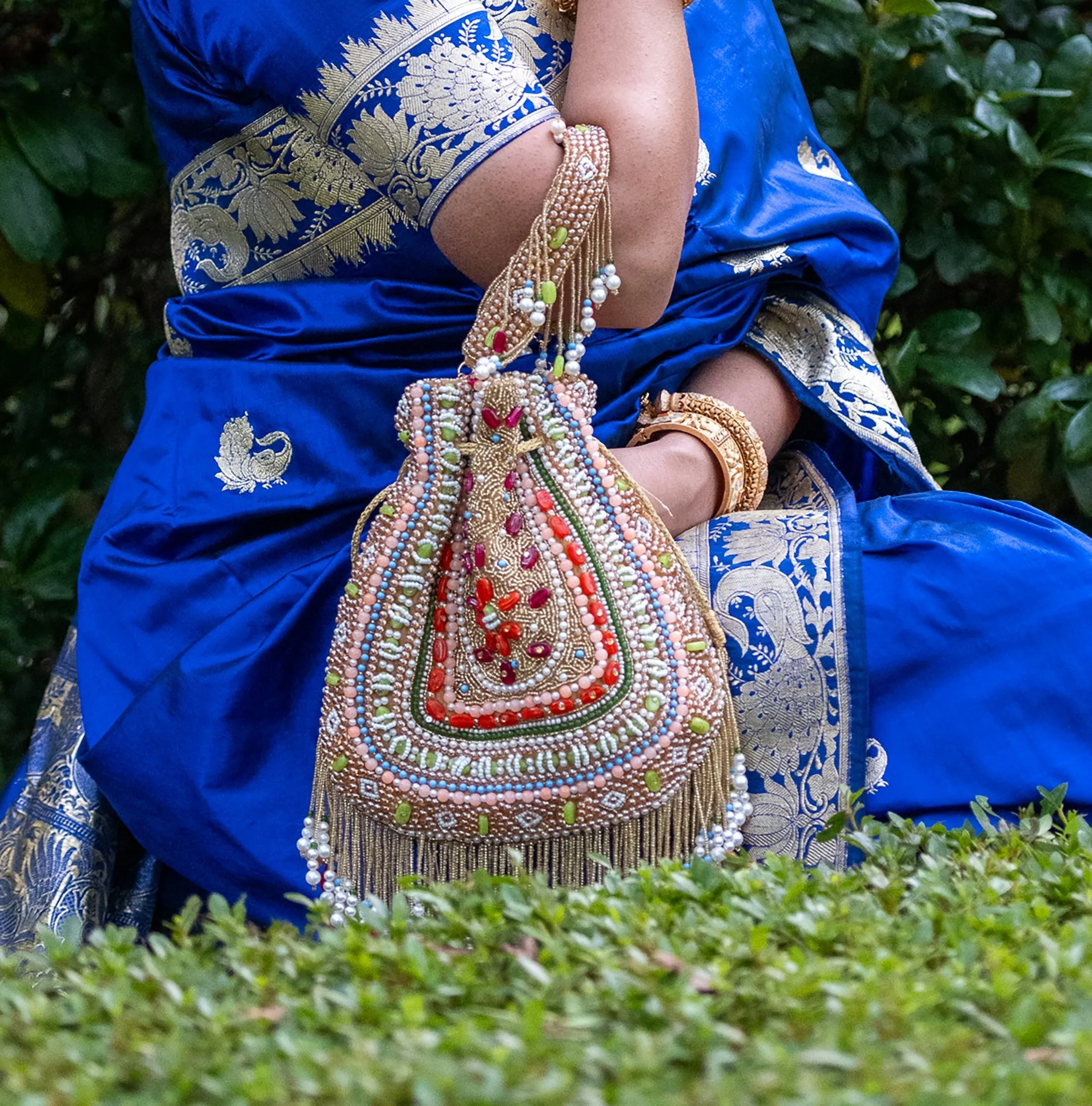 Gold Multi Colored Tassel Bag