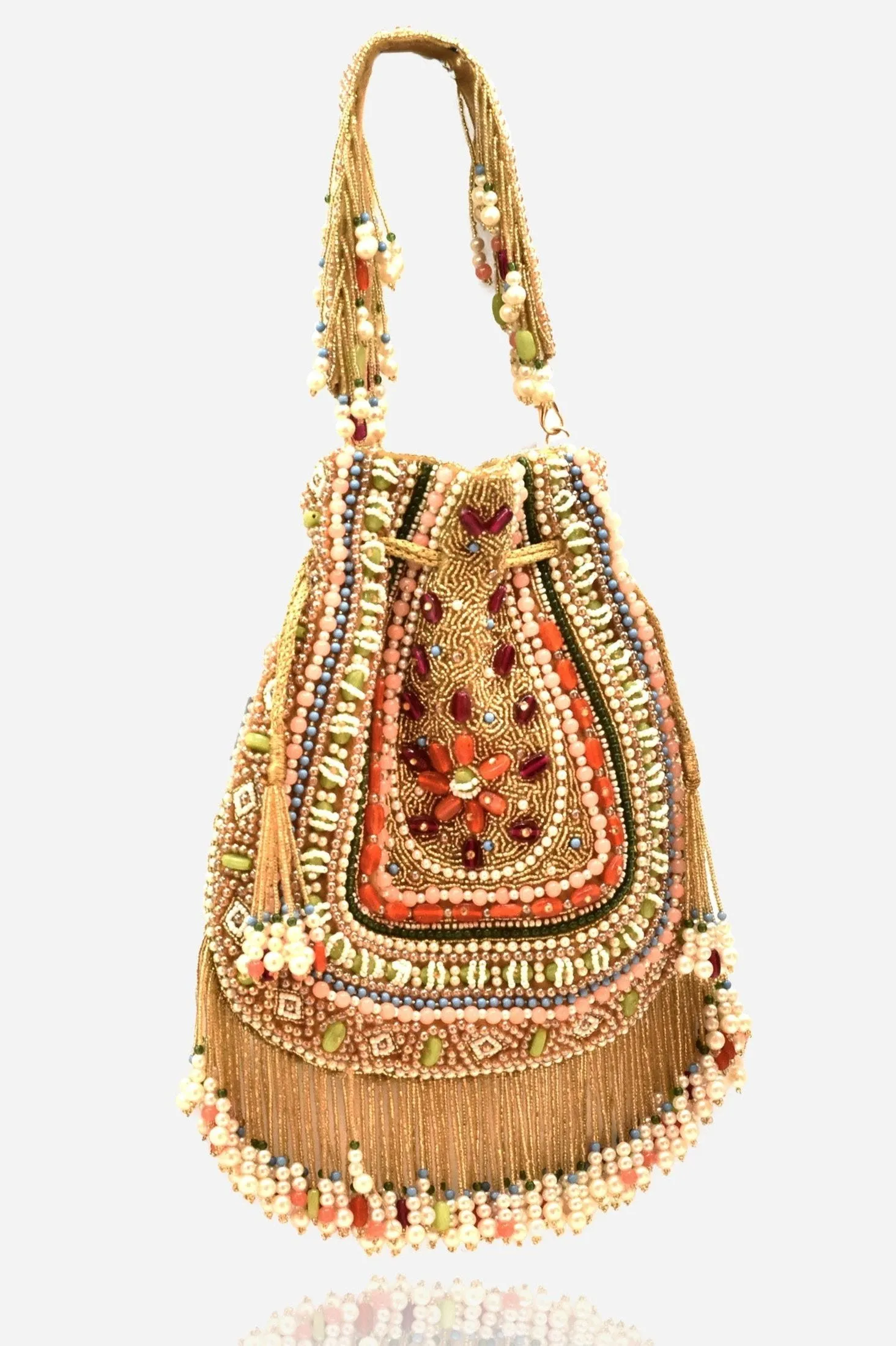 Gold Multi Colored Tassel Bag