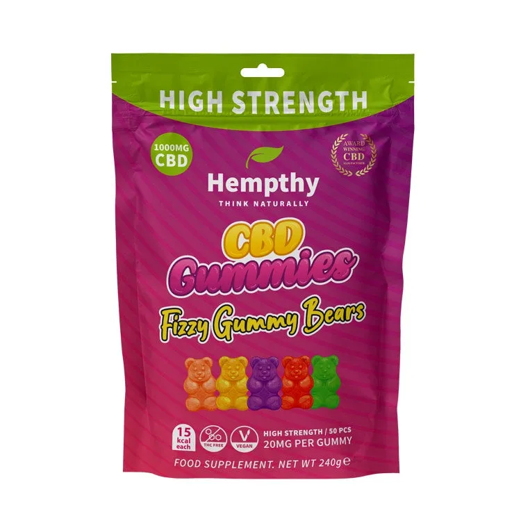 Hempthy 1000mg CBD - Fizzy Gummy Bears - Vegan 50 pack